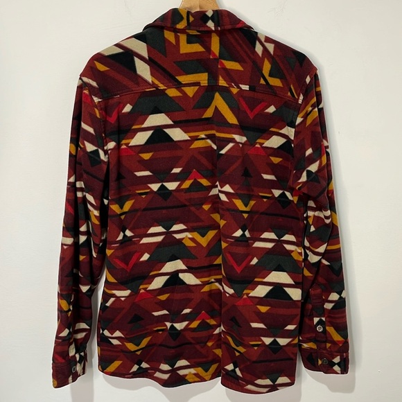 Eddie Bauer Aztec Print Button Up Fleece Shirt Men's Size M Hiking Outdoors Fall - Picture 2 of 14
